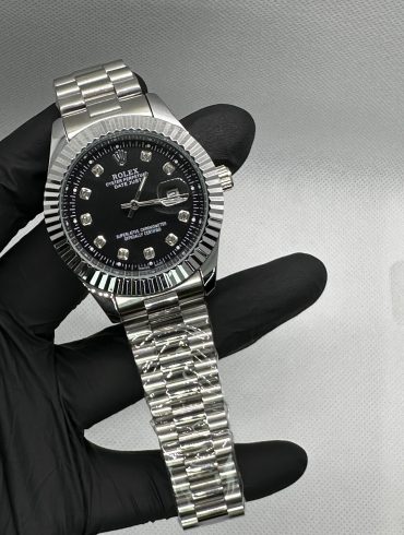 Rolex Oyster Perpetual Stainless Steel Black Dial Silver (Premium Quality)