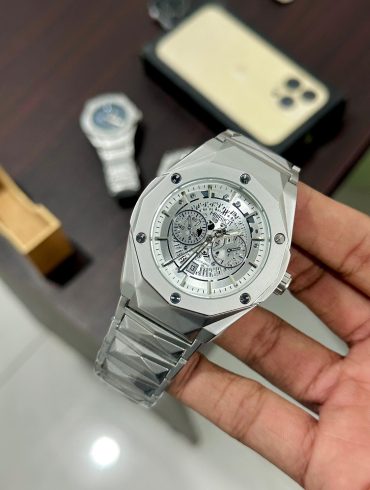 HB Diamond cut ( Date Adjustment) 170g Heavy weight watch| Master Quality | Silver Blue